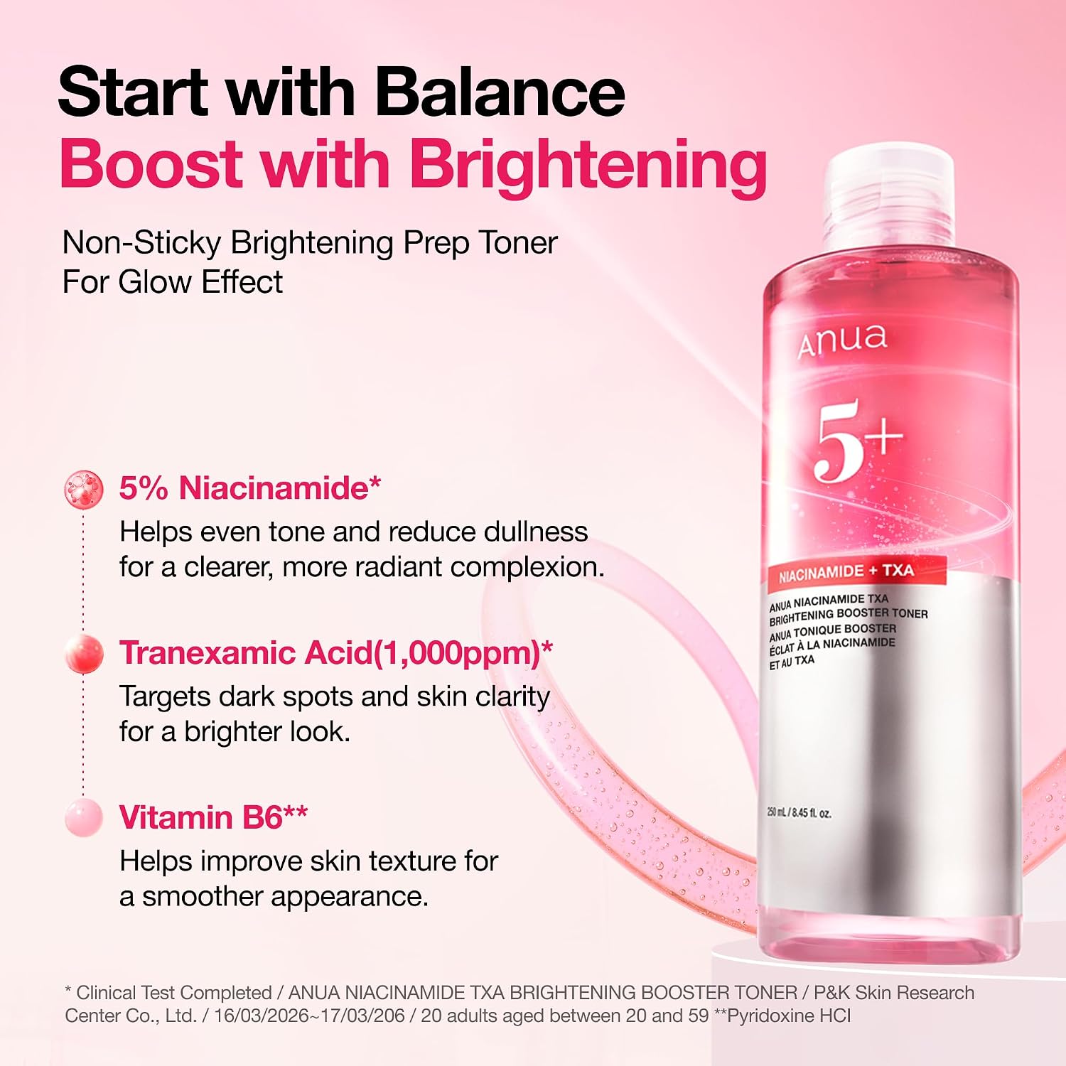 Anua Brightening Booster Toner with Niacinamide, TXA, 8.43 fl oz