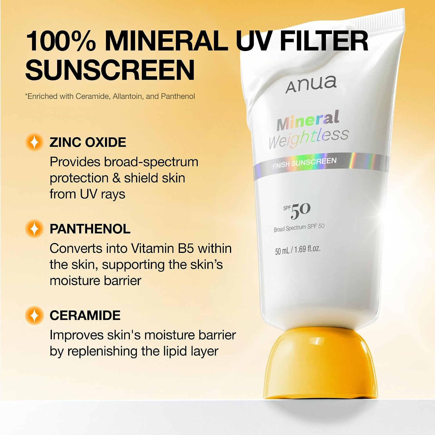 Anua Mineral Weightless Finish Sunscreen SPF 50, 1.69 fl oz