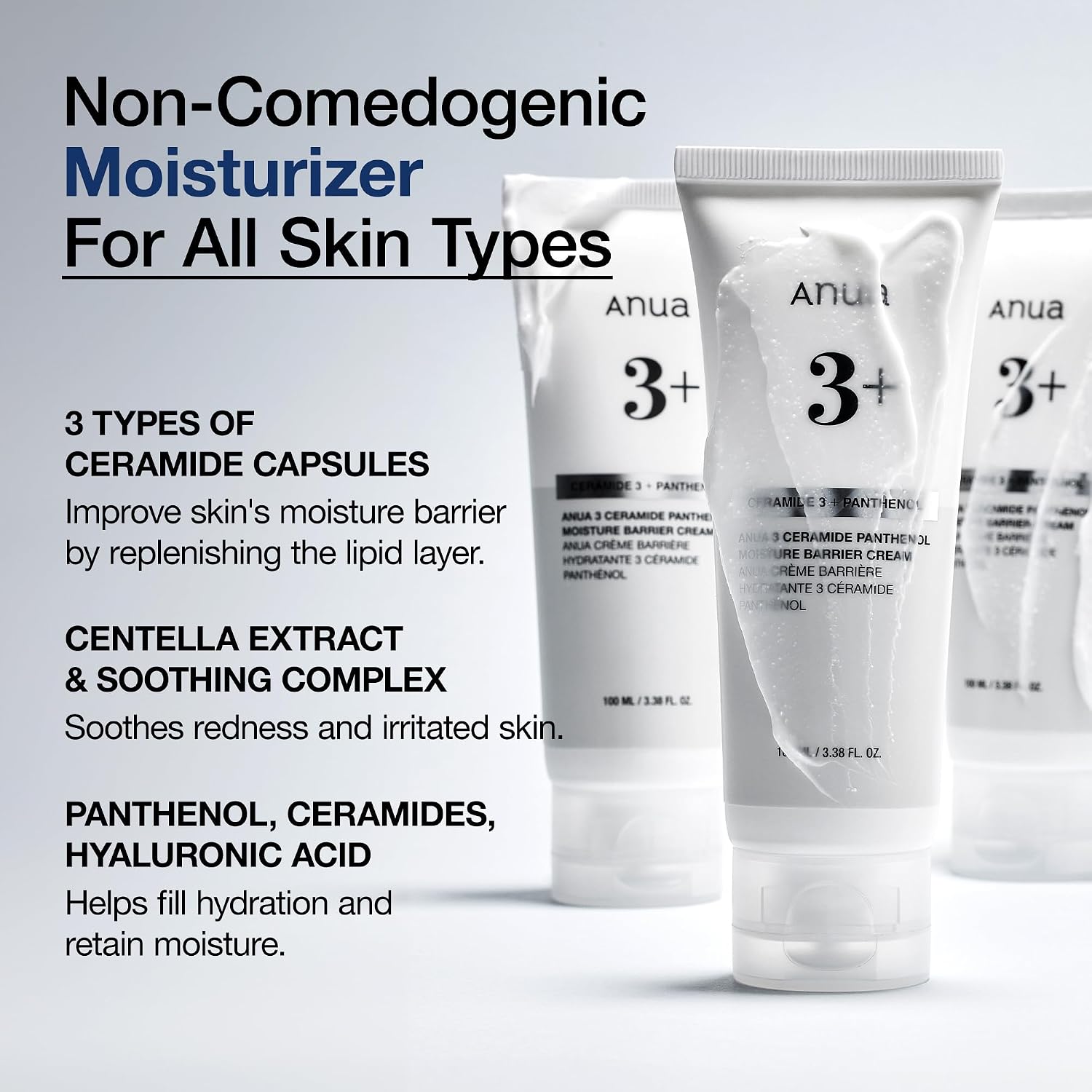 ANUA 3 Ceramide Panthenol Moisture Barrier Cream, 3.38 fl oz