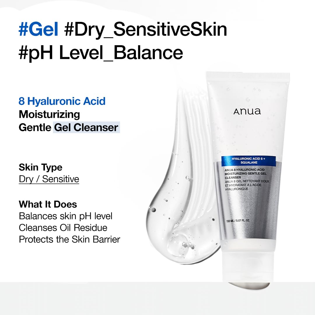 Anua Moisturizing Gentle Gel Cleanser, 5.07 fl oz