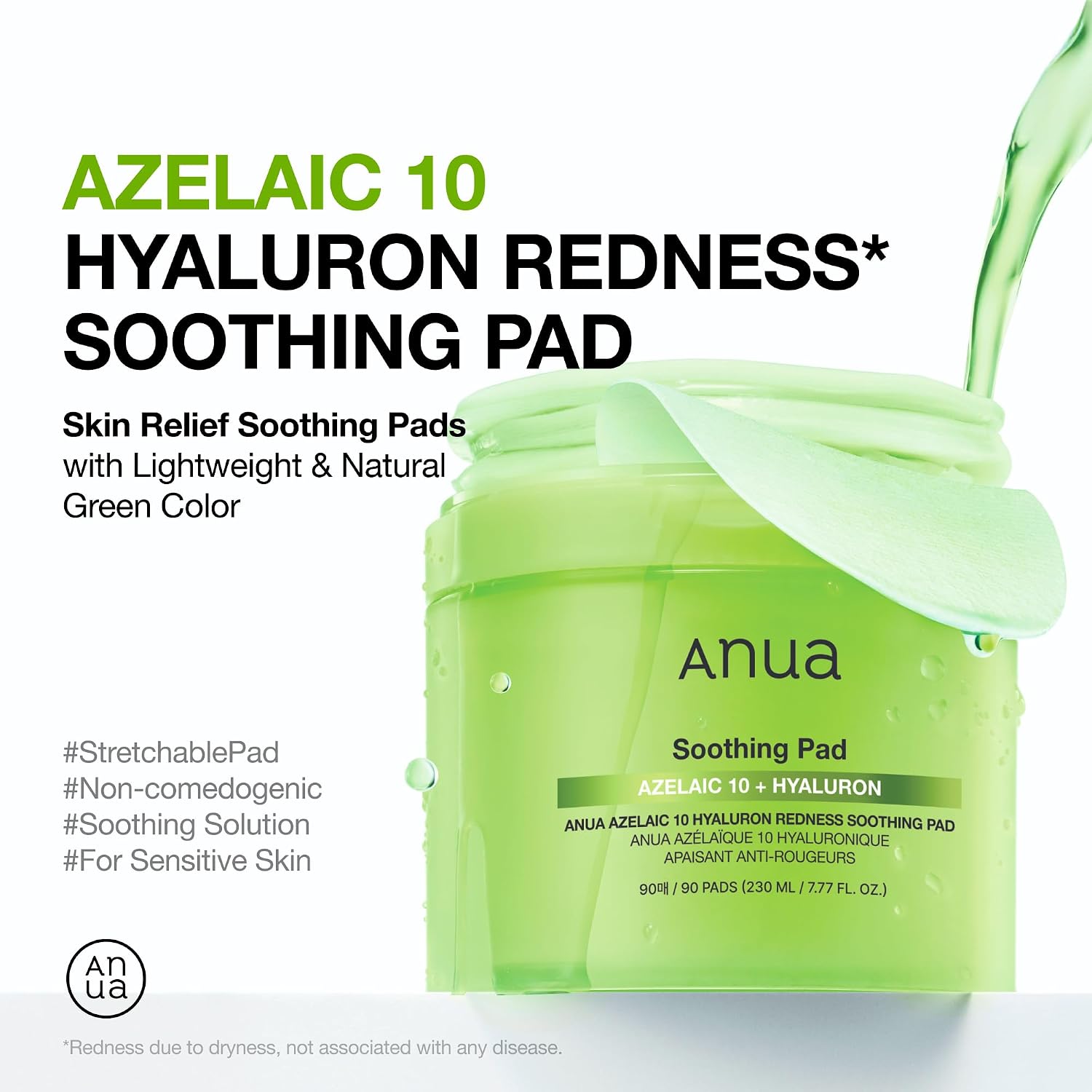 Anua Azelaic Acid 10 Hyaluronic Acid Soothing Toner Pads, 90 Pads