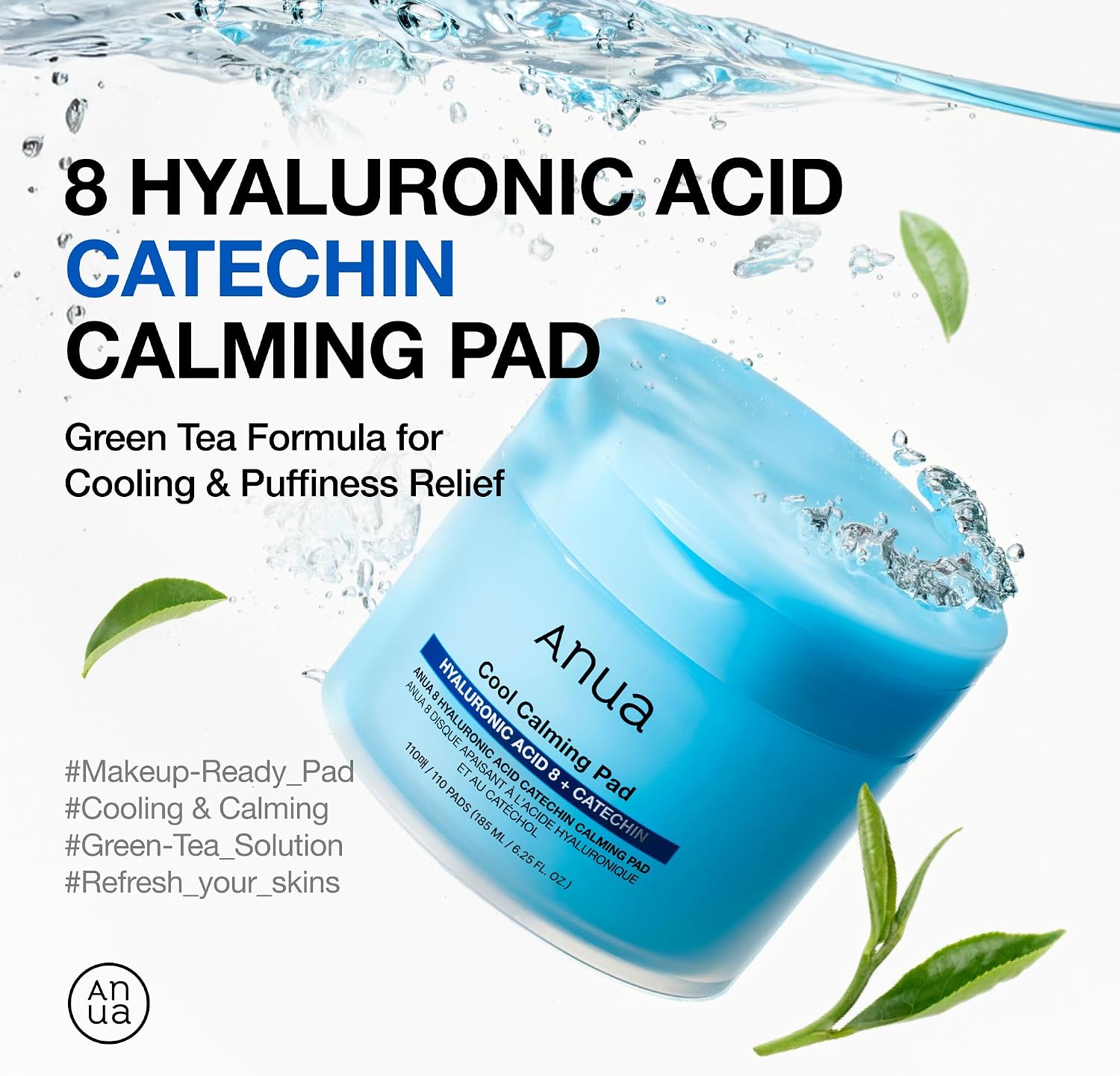Anua 8 Hyaluronic Acid Catechin Calming Pad, 110 Pads
