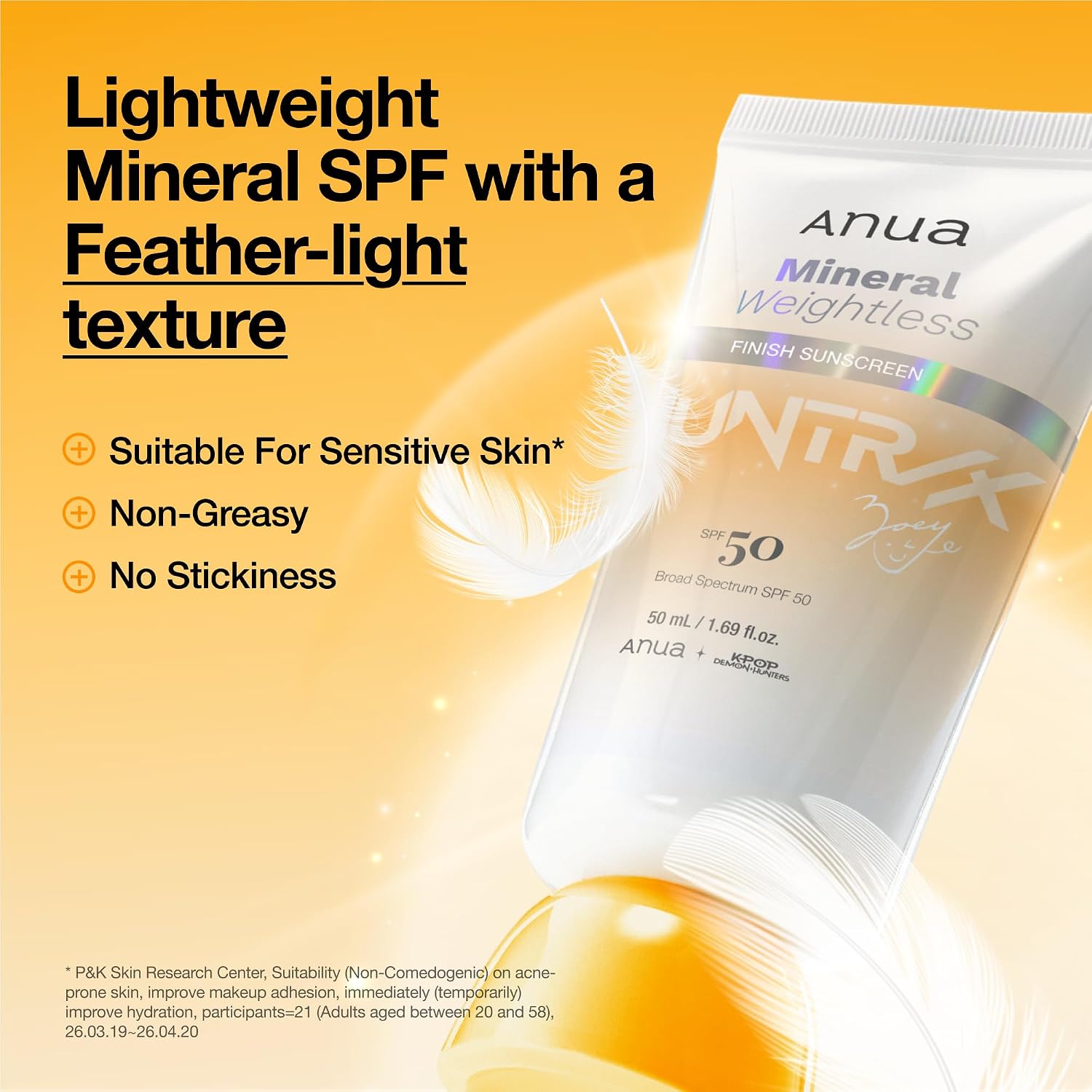 Anua Mineral Weightless Finish Sunscreen SPF 50, 1.69 fl oz