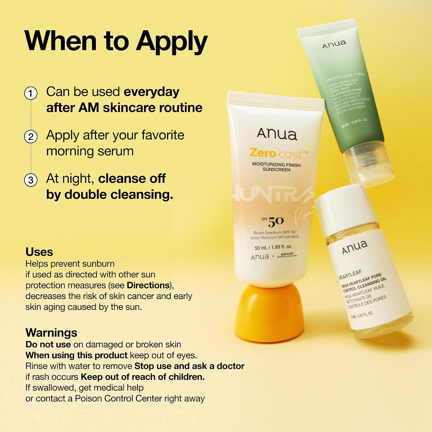 Anua Zero-Cast Moisturizing Sunscreen SPF 50, 1.69 fl oz