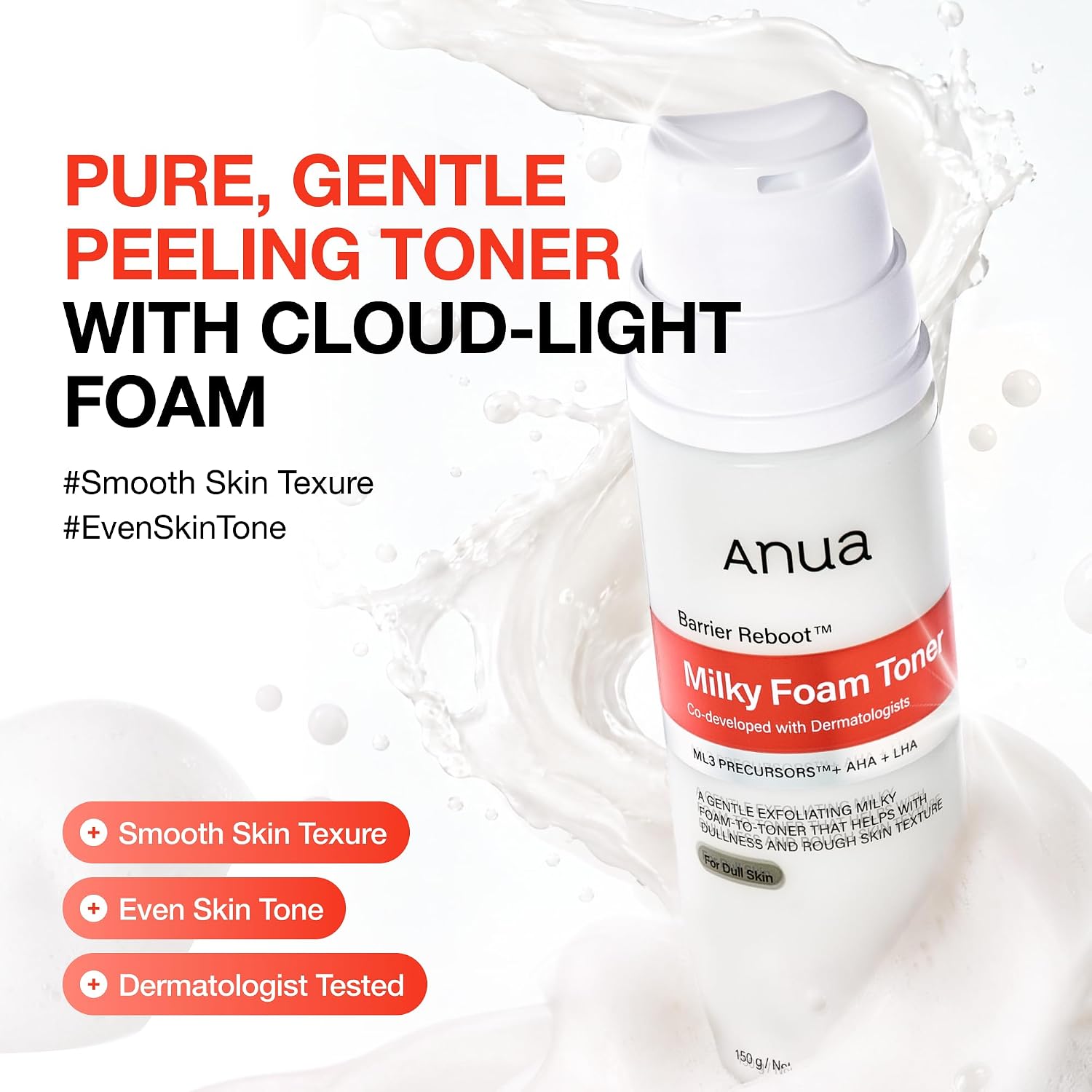 Anua Barrier Reboot AHA LHA Milky Foam to Toner, 5.07 fl oz