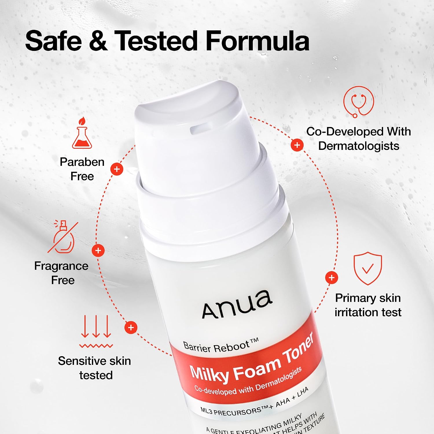 Anua Barrier Reboot AHA LHA Milky Foam to Toner, 5.07 fl oz