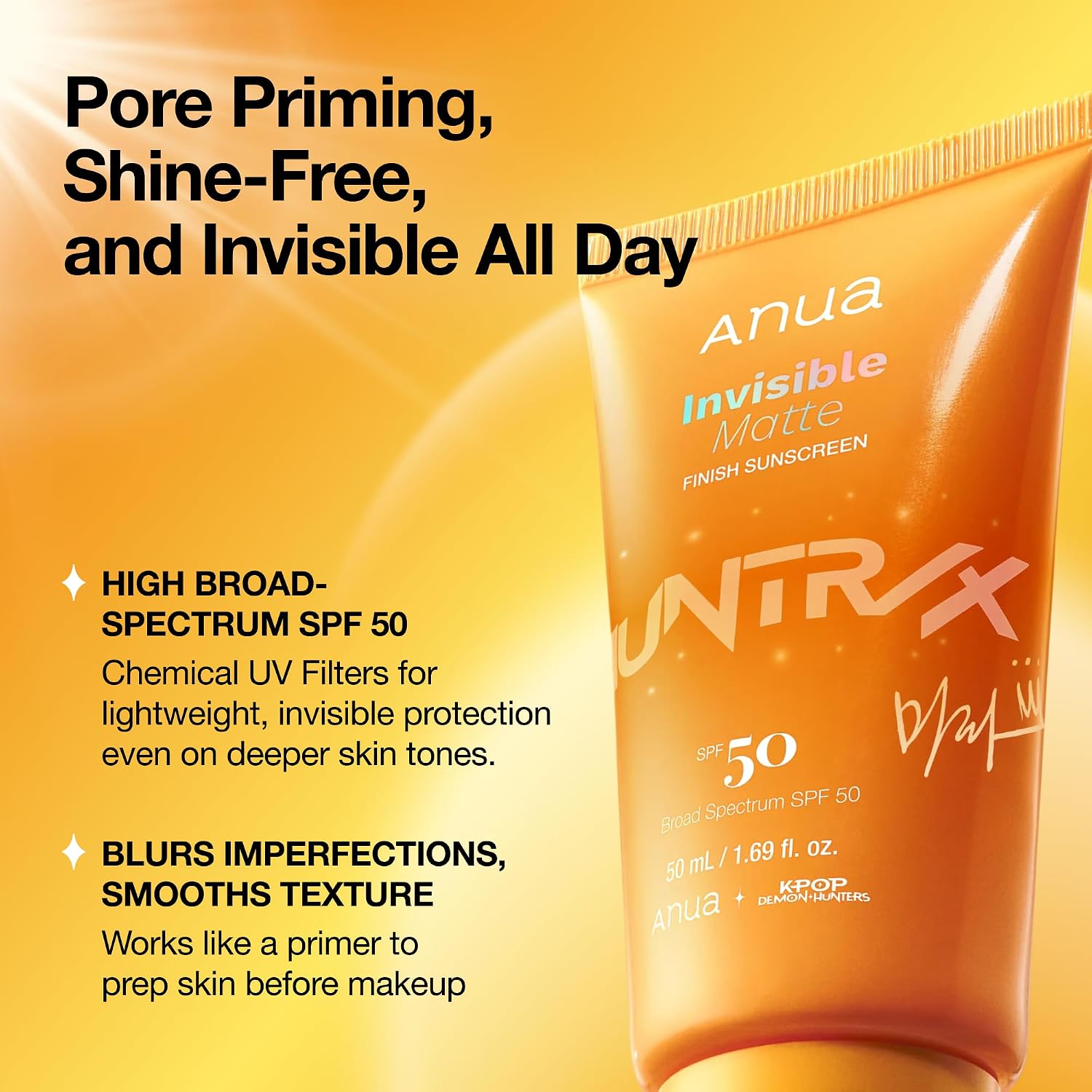 Anua Invisible Matte Finish Sunscreen, 1.69 fl.oz