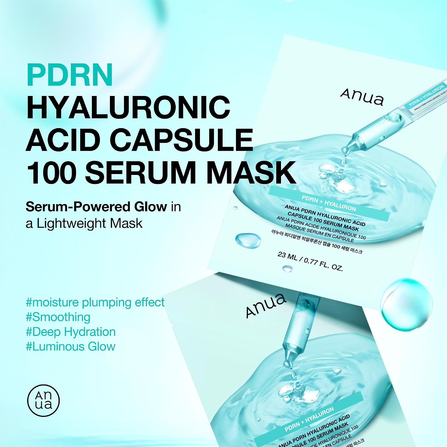 Anua PDRN Hyaluronic Acid Capsule 100 Serum Mask, 10ea
