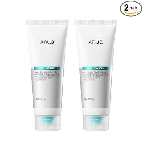 ANUA PDRN Hyaluronic Acid Moisturizing Cleansing Foam, 5.07 floz, Pack of 2