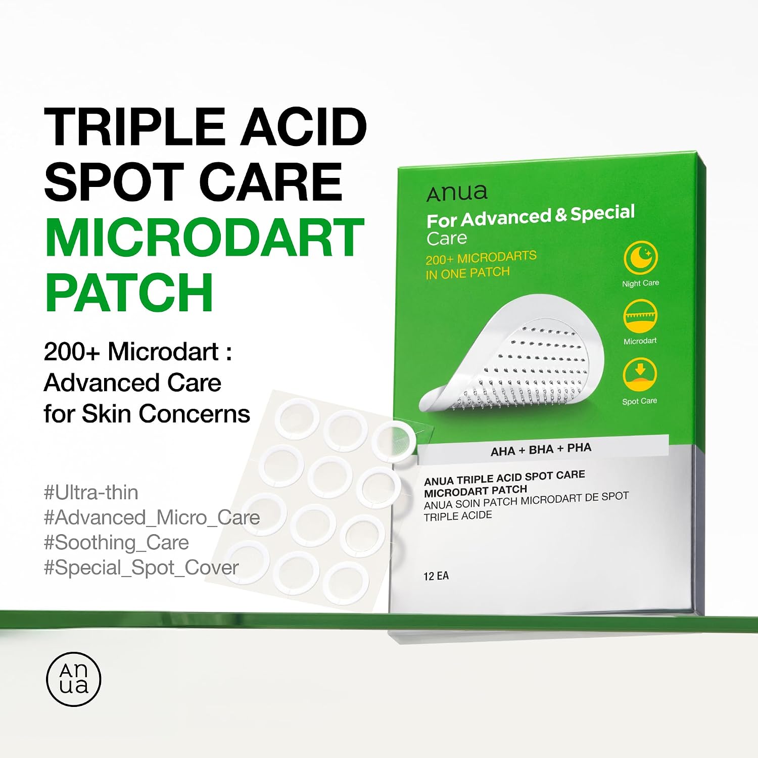 Anua Triple Acid Spot Care Microdart Patch, 12EA, Pack of 2